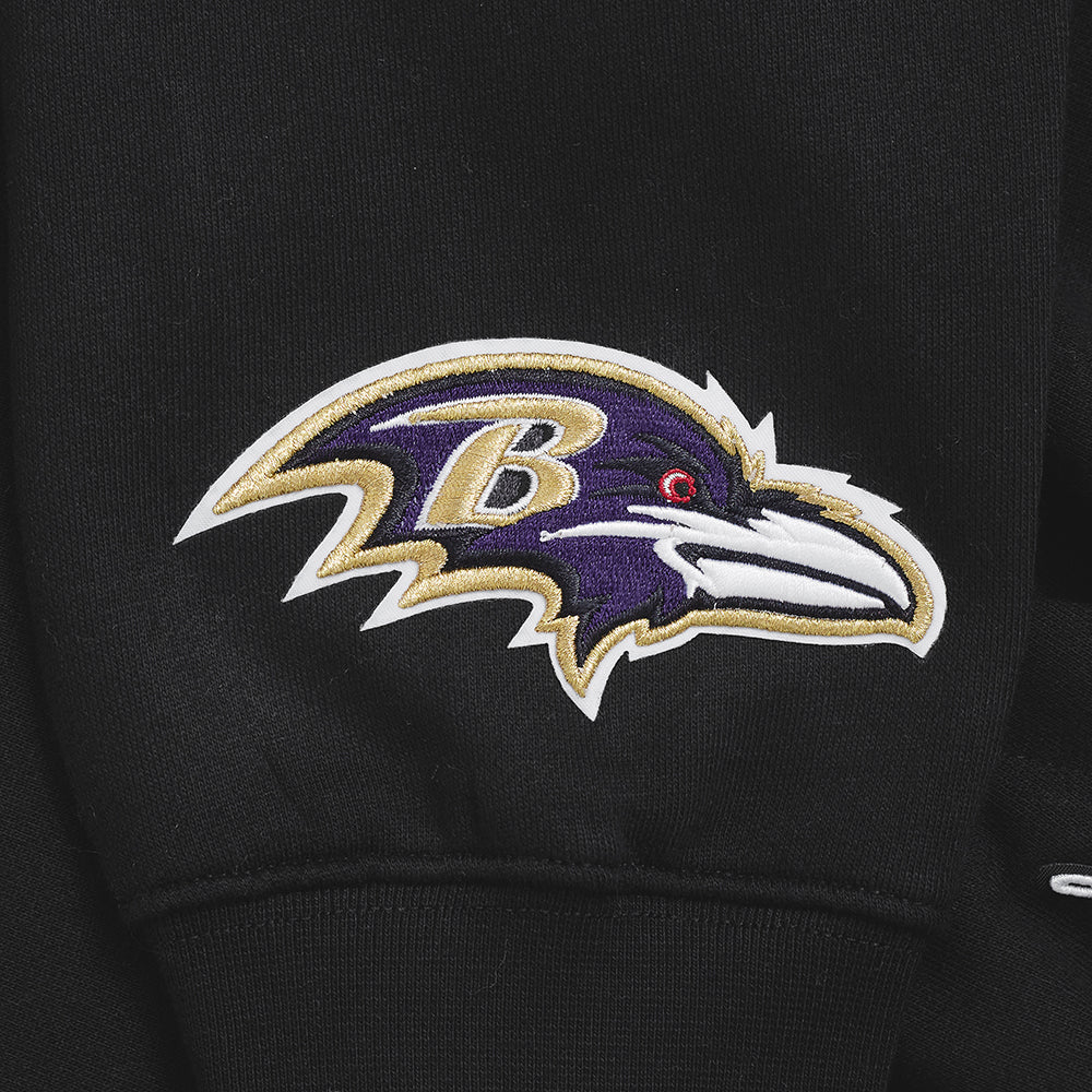 NFL BALTIMORE RAVENS WINGSPAN MEN'S DROP SHOULDER FLC PO HOODIE (BLACK) - Image 9