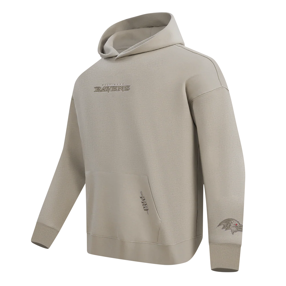NFL BALTIMORE RAVENS WINGSPAN MEN'S DROP SHOULDER FLC PO HOODIE (TAUPE) - Image 6