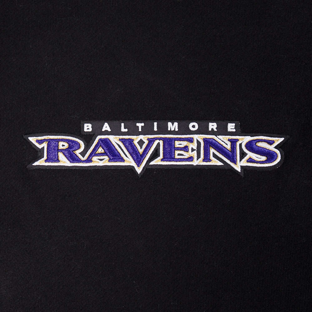 NFL BALTIMORE RAVENS WINGSPAN MEN'S DROP SHOULDER FLC CREWNECK (BLACK) - Image 12