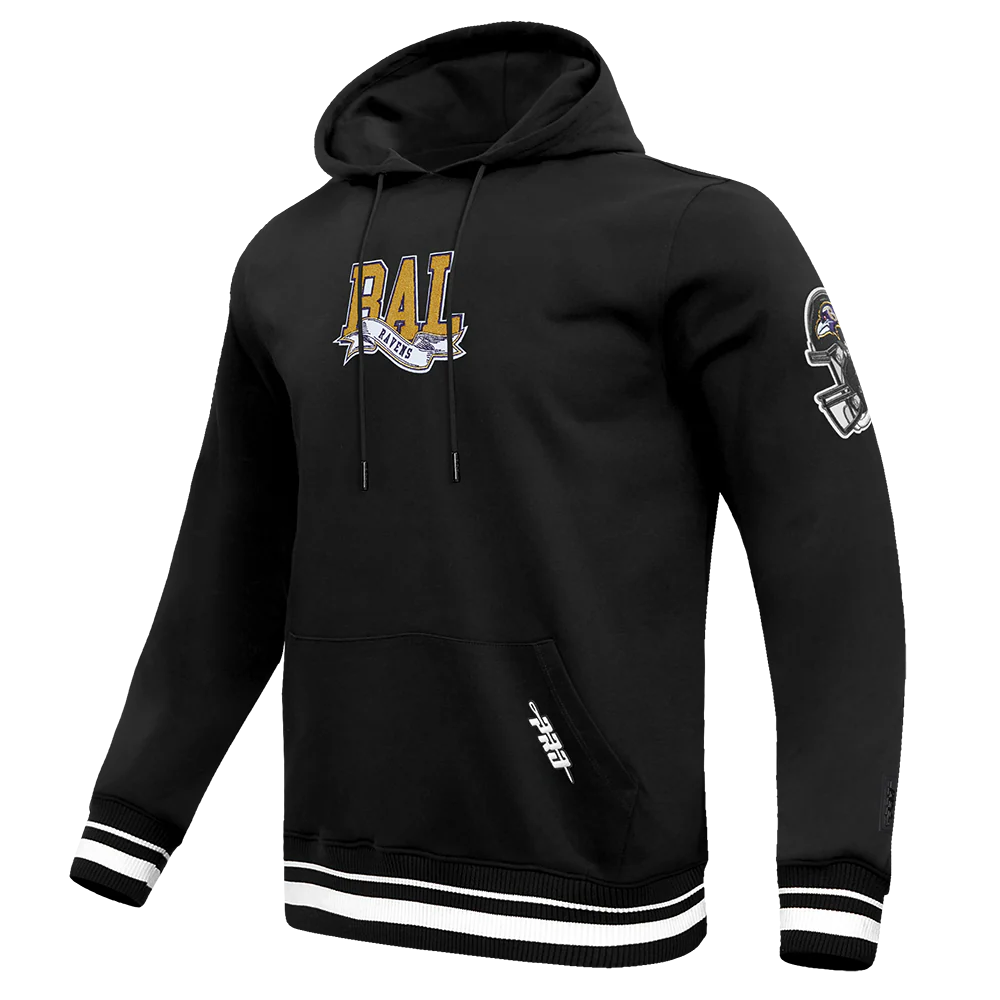 NFL BALTIMORE RAVENS TEAM PENNANTS MEN'S RIB FLEECE PULLOVER HOODIE (BLACK) - Image 2