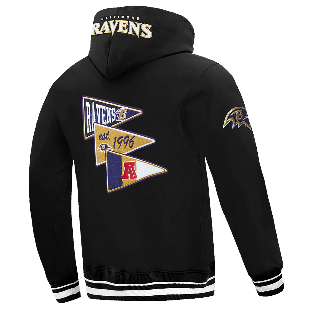 NFL BALTIMORE RAVENS TEAM PENNANTS MEN'S RIB FLEECE PULLOVER HOODIE (BLACK) - Image 4