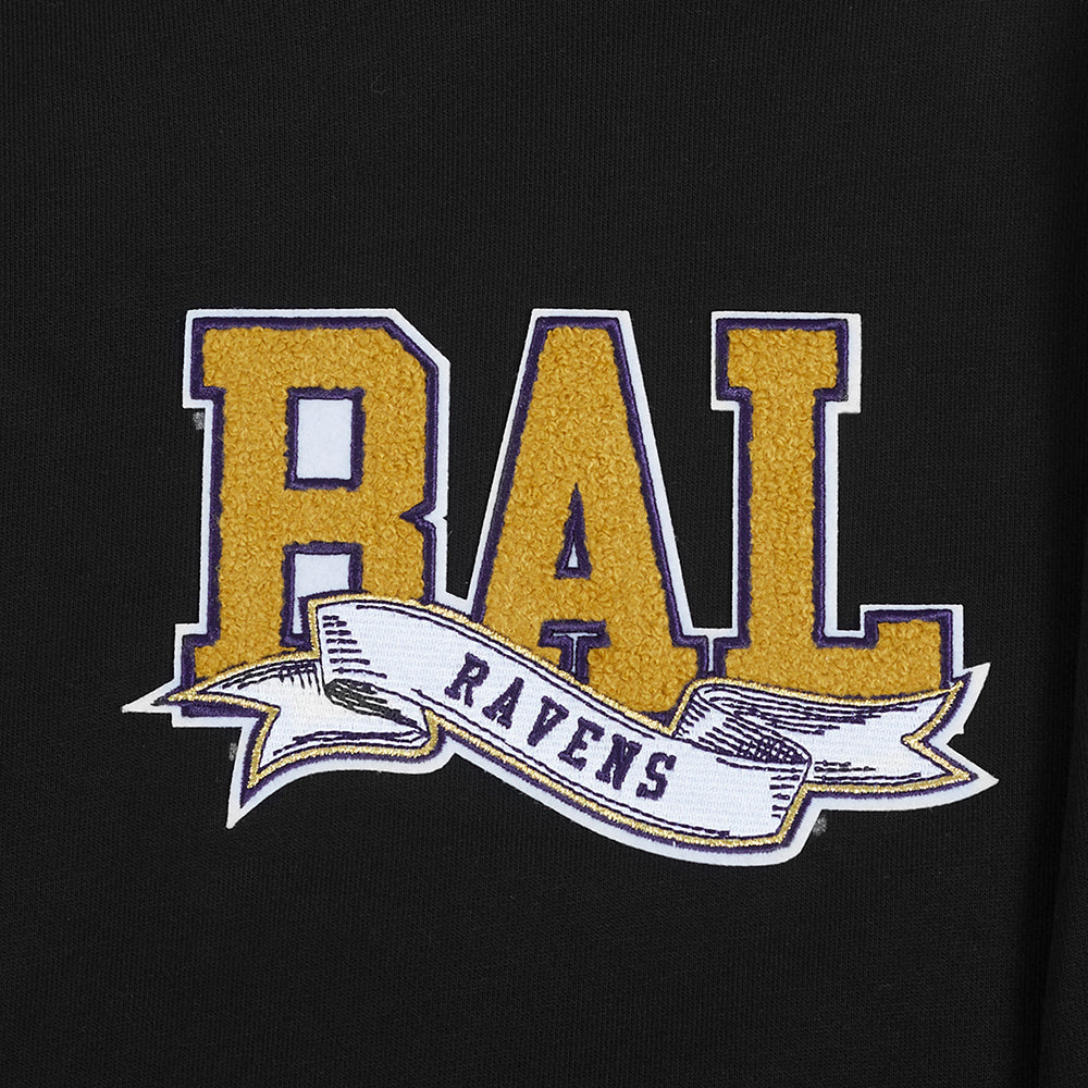 NFL BALTIMORE RAVENS TEAM PENNANTS MEN'S RIB FLEECE PULLOVER HOODIE (BLACK) - Image 5