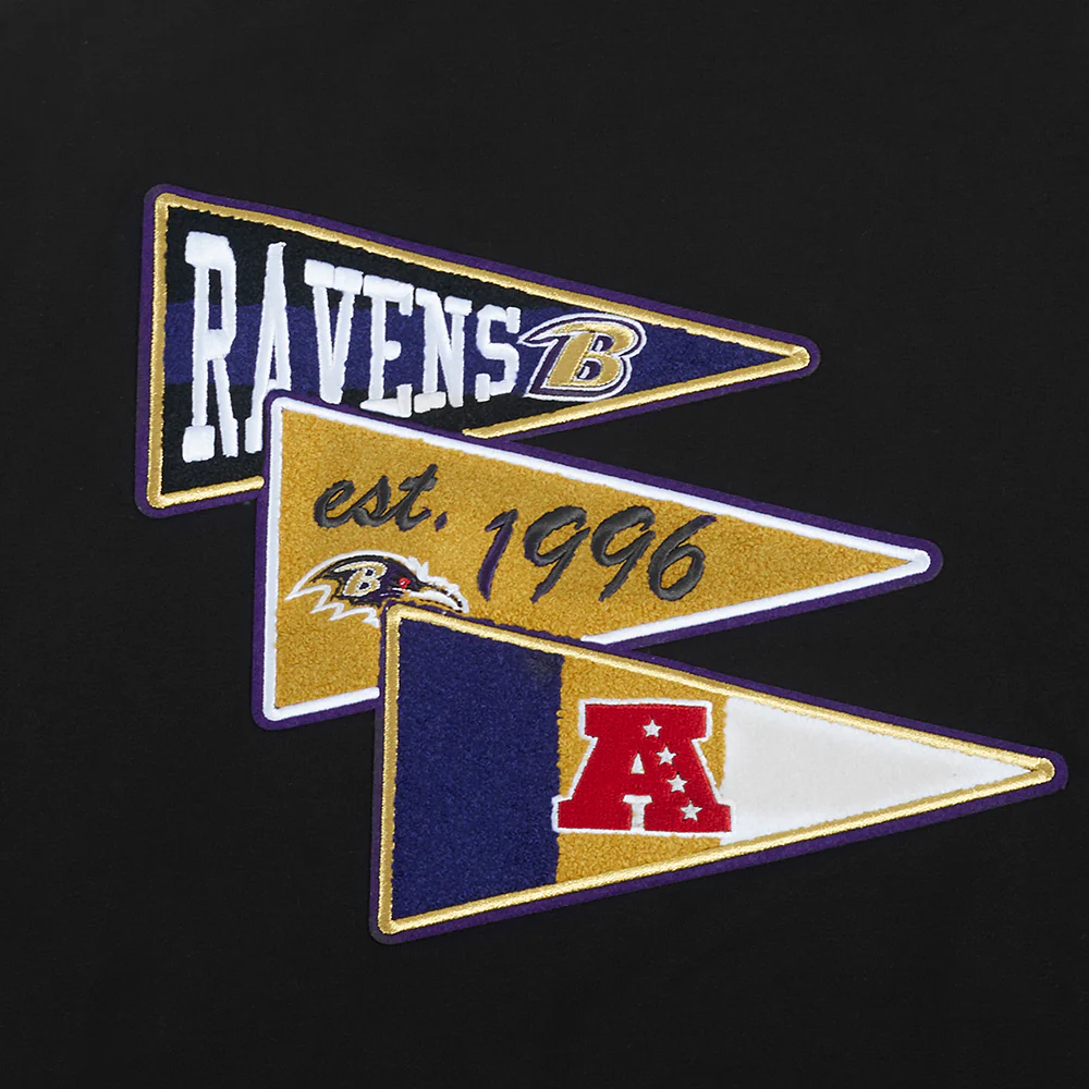 NFL BALTIMORE RAVENS TEAM PENNANTS MEN'S RIB FLEECE PULLOVER HOODIE (BLACK) - Image 7