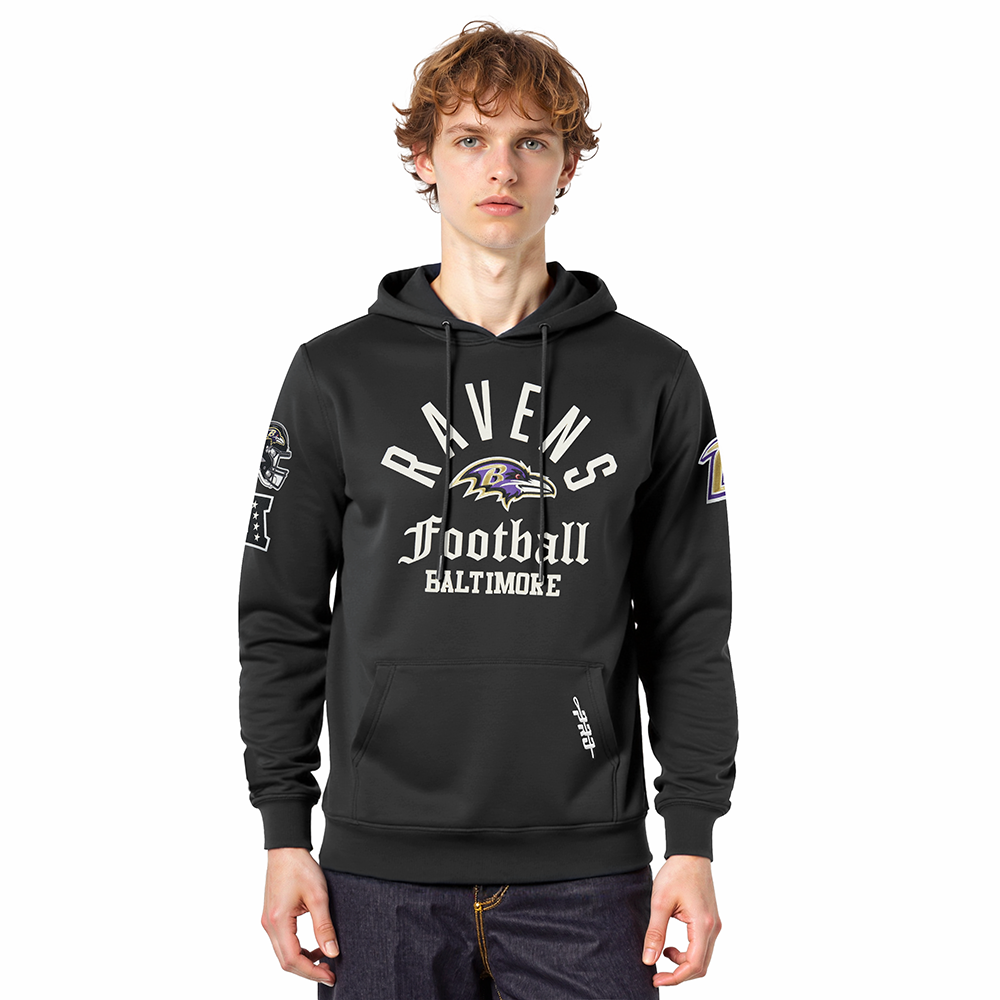 NFL BALTIMORE RAVENS MODERN ORIGINALS MEN'S FLC PO HOODIE (BLACK)