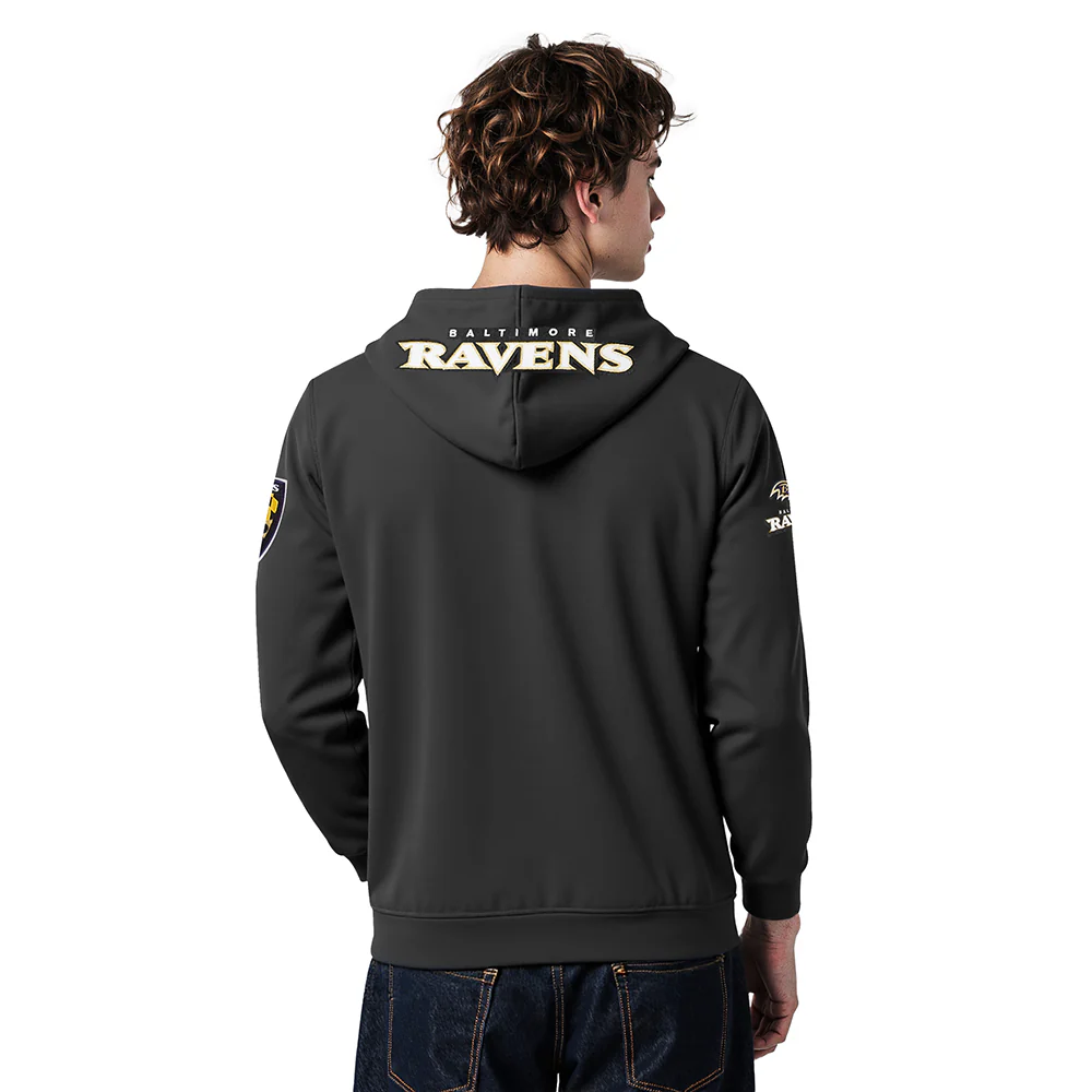 NFL BALTIMORE RAVENS LAMAR JACKSON #8 CLASSIC PNN MEN'S DK PO HOODIE (BLACK) - Image 2