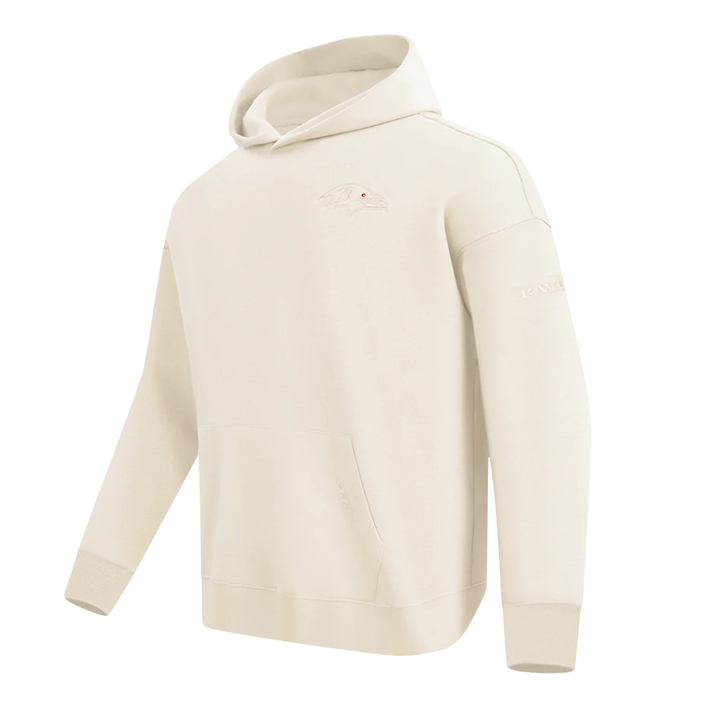NFL BALTIMORE RAVENS NEUTRAL MEN'S DROP SHOULDER PULLOVER HOODIE (EGGSHELL) - Image 2