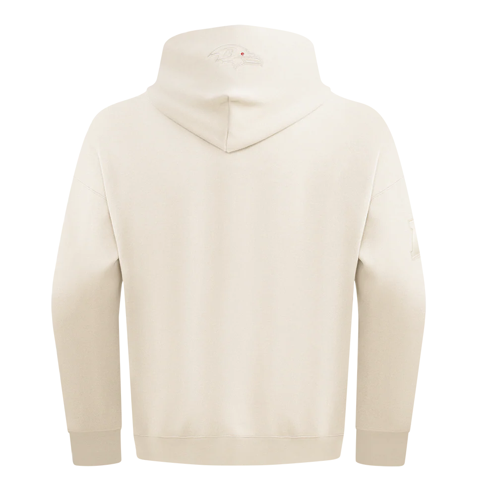 NFL BALTIMORE RAVENS NEUTRAL MEN'S DROP SHOULDER PULLOVER HOODIE (EGGSHELL) - Image 3