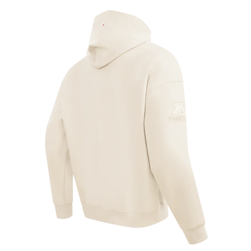 NFL BALTIMORE RAVENS NEUTRAL MEN'S DROP SHOULDER PULLOVER HOODIE (EGGSHELL) - Image 4