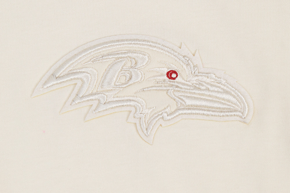 NFL BALTIMORE RAVENS NEUTRAL MEN'S DROP SHOULDER PULLOVER HOODIE (EGGSHELL) - Image 5