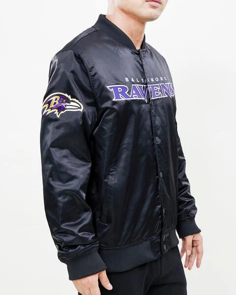 NFL BALTIMORE RAVENS BIG LOGO MEN'S SATIN JACKET (BLACK) - Image 12