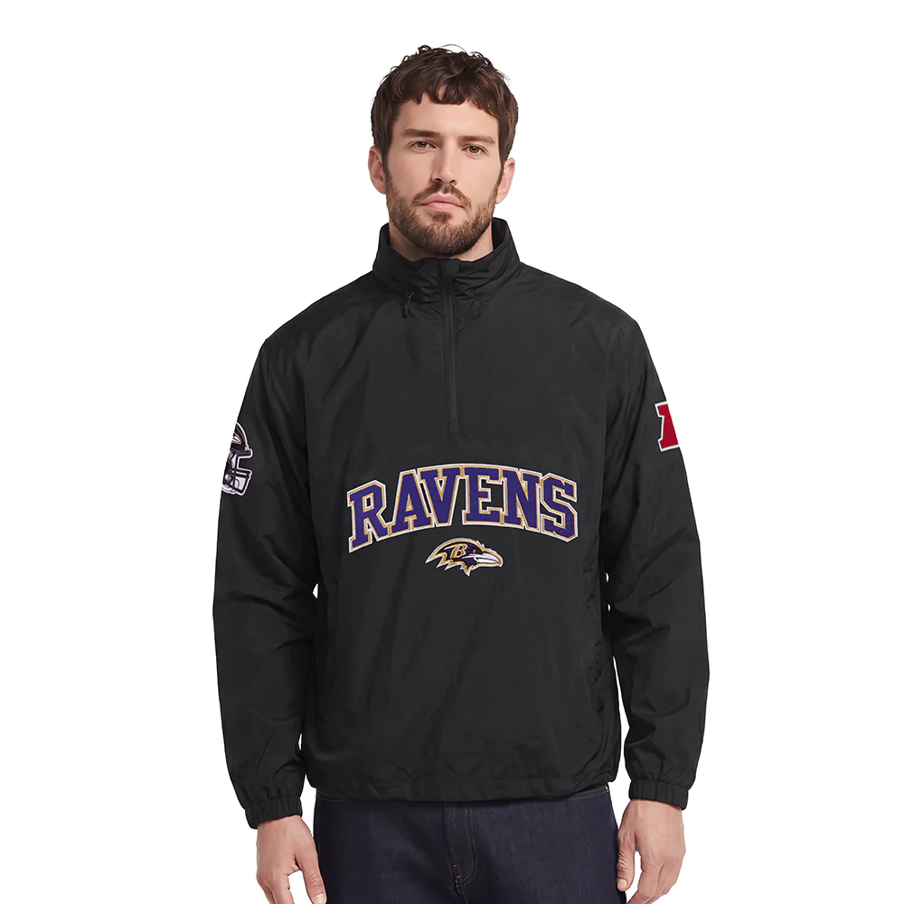 NFL BALTIMORE RAVENS PRE GAME MEN'S JACKET (BLACK)