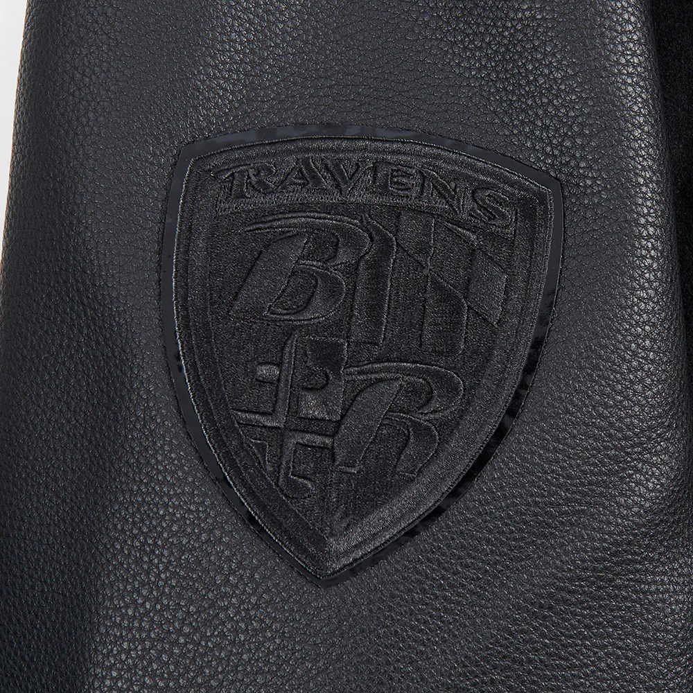 NFL BALTIMORE RAVENS TRIPLE BLACK LOGO MEN'S VARSITY JACKET (TRIPLE BLACK) - Image 10