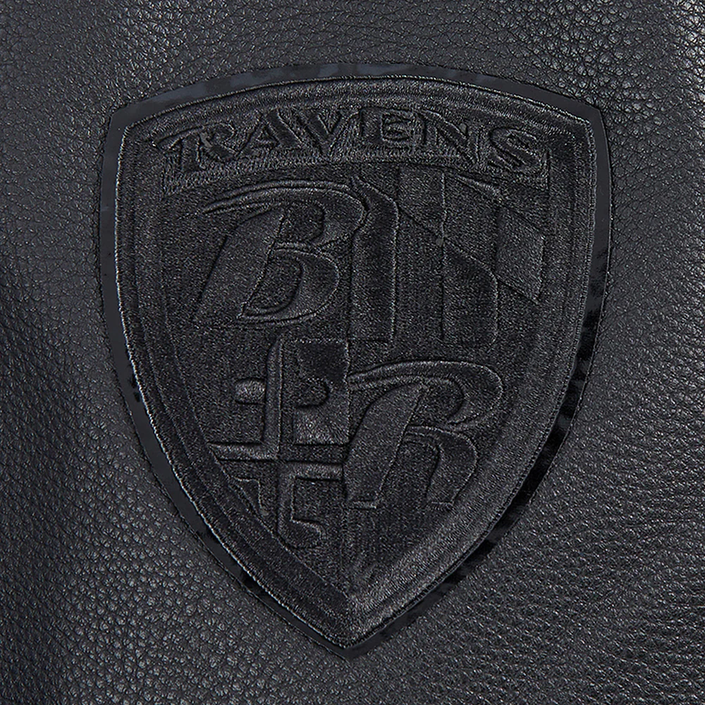 NFL BALTIMORE RAVENS TRIPLE BLACK LOGO MEN'S VARSITY JACKET (TRIPLE BLACK) - Image 11