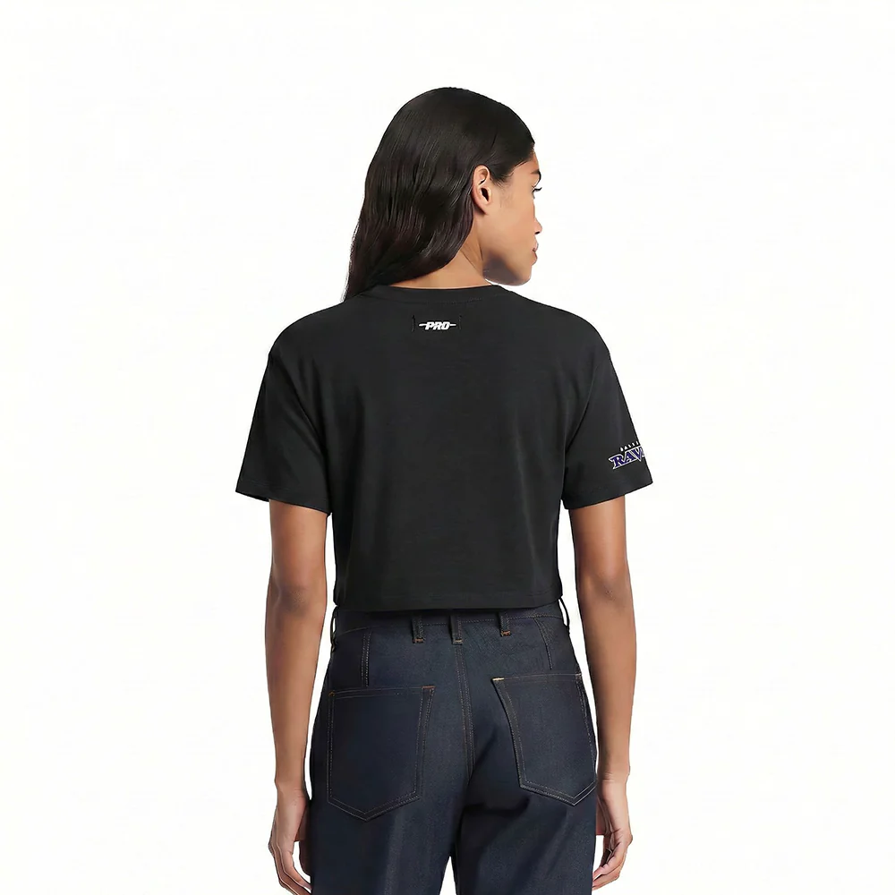 NFL BALTIMORE RAVENS SCRIPT TAIL WOMEN'S SJ BOXY TEE (BLACK) - Image 2