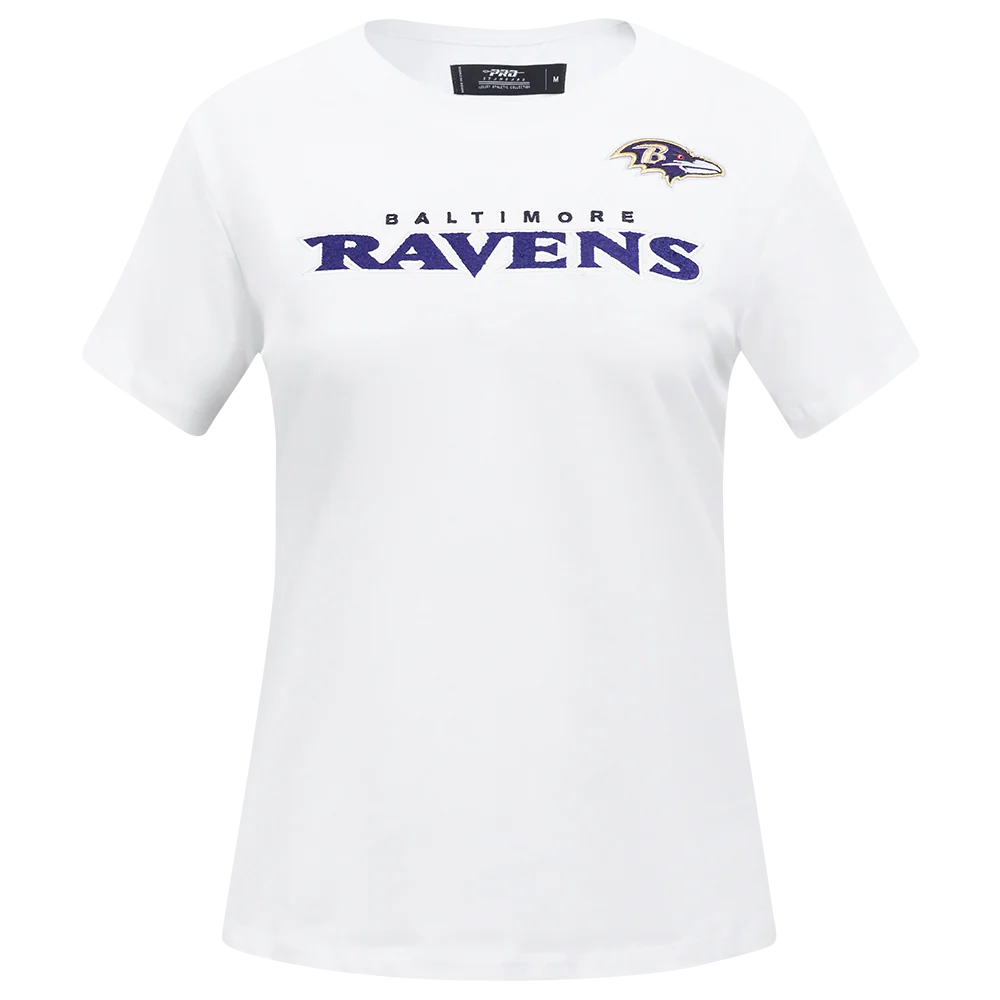 NFL BALTIMORE RAVENS CLASSIC SHORT SLEEVE WOMEN'S SLIM FIT TEE (WHITE)