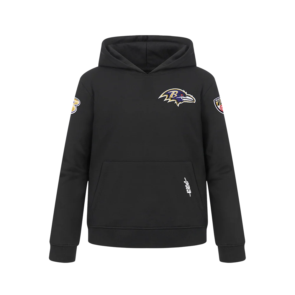 NFL BALTIMORE RAVENS CLASSIC BIG BOYS FLEECE PULLOVER HOODIE (BLACK) - Image 3