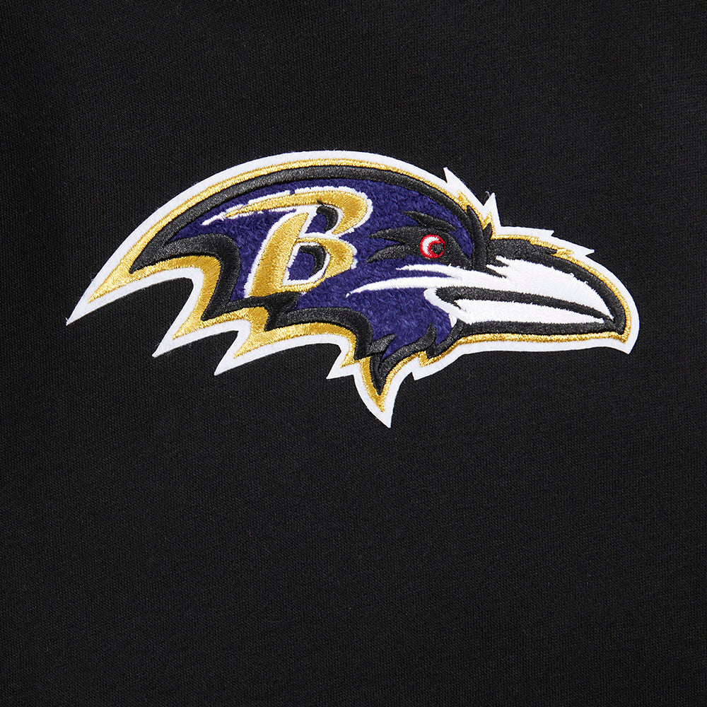 NFL BALTIMORE RAVENS RETRO CLASSIC BIG BOYS RIB FLEECE PULLOVER HOODIE (BLACK) - Image 11