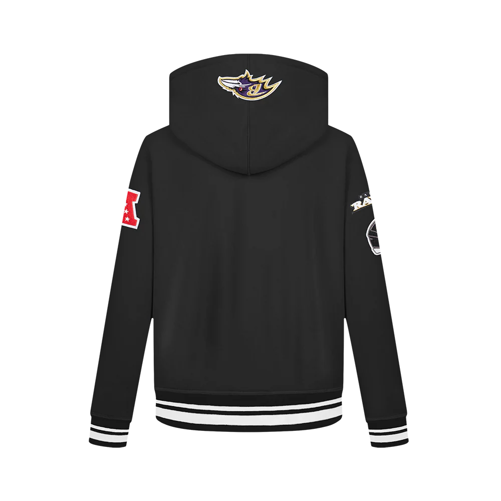 NFL BALTIMORE RAVENS RETRO CLASSIC BIG BOYS RIB FLEECE PULLOVER HOODIE (BLACK) - Image 5