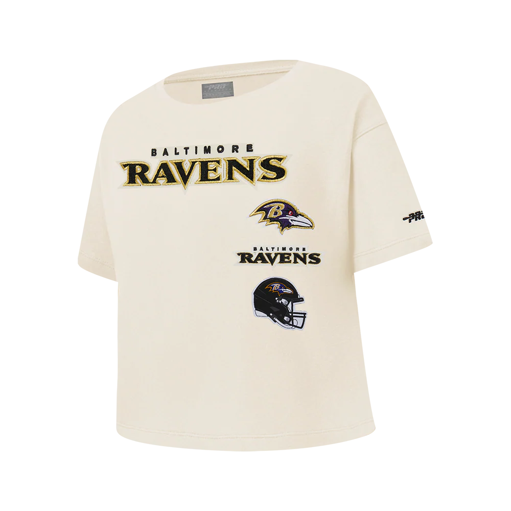 NFL BALTIMORE RAVENS RETRO CLASSIC BIG GIRL'S SS BOXY TEE (EGGSHELL) - Image 3