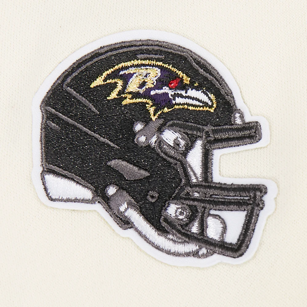 NFL BALTIMORE RAVENS RETRO CLASSIC BIG GIRL'S RIB FLC CREWNECK (EGGSHELL/ PURPLE) - Image 6