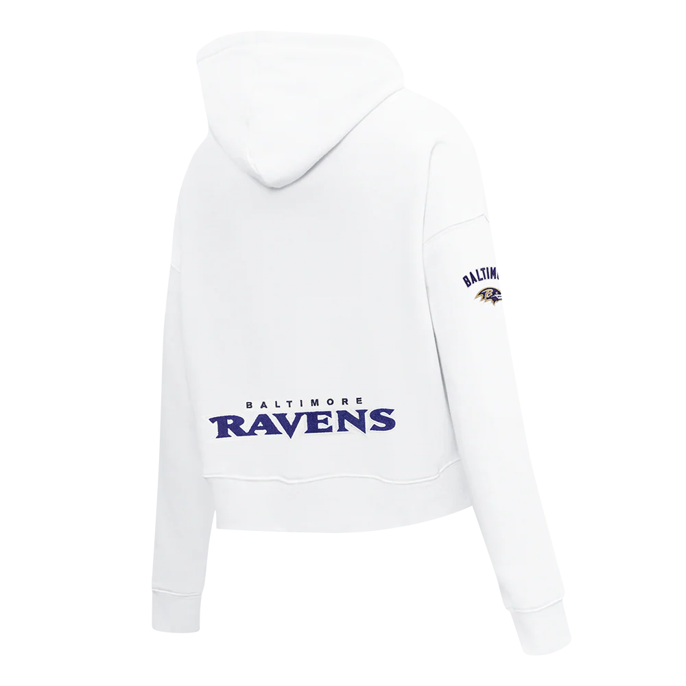 NFL BALTIMORE RAVENS CLASSIC WOMEN'S CROPPED PULLOVER HOODIE (WHITE) - Image 4