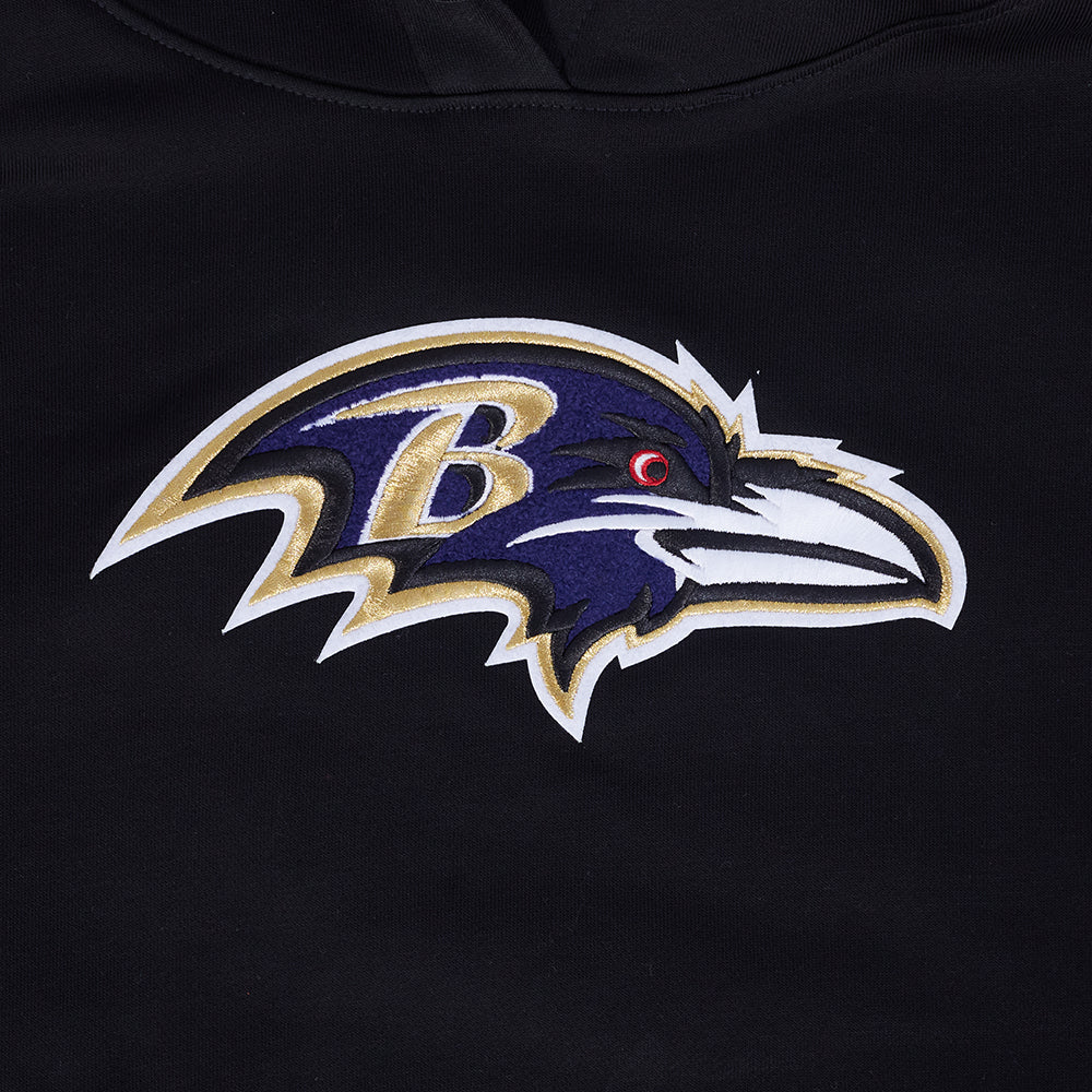 NFL BALTIMORE RAVENS RETRO CLASSIC WOMEN'S CROPPED PO HOODIE (BLACK) - Image 5