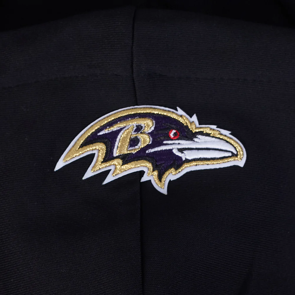 NFL BALTIMORE RAVENS RETRO CLASSIC WOMEN'S CROPPED PO HOODIE (BLACK) - Image 7