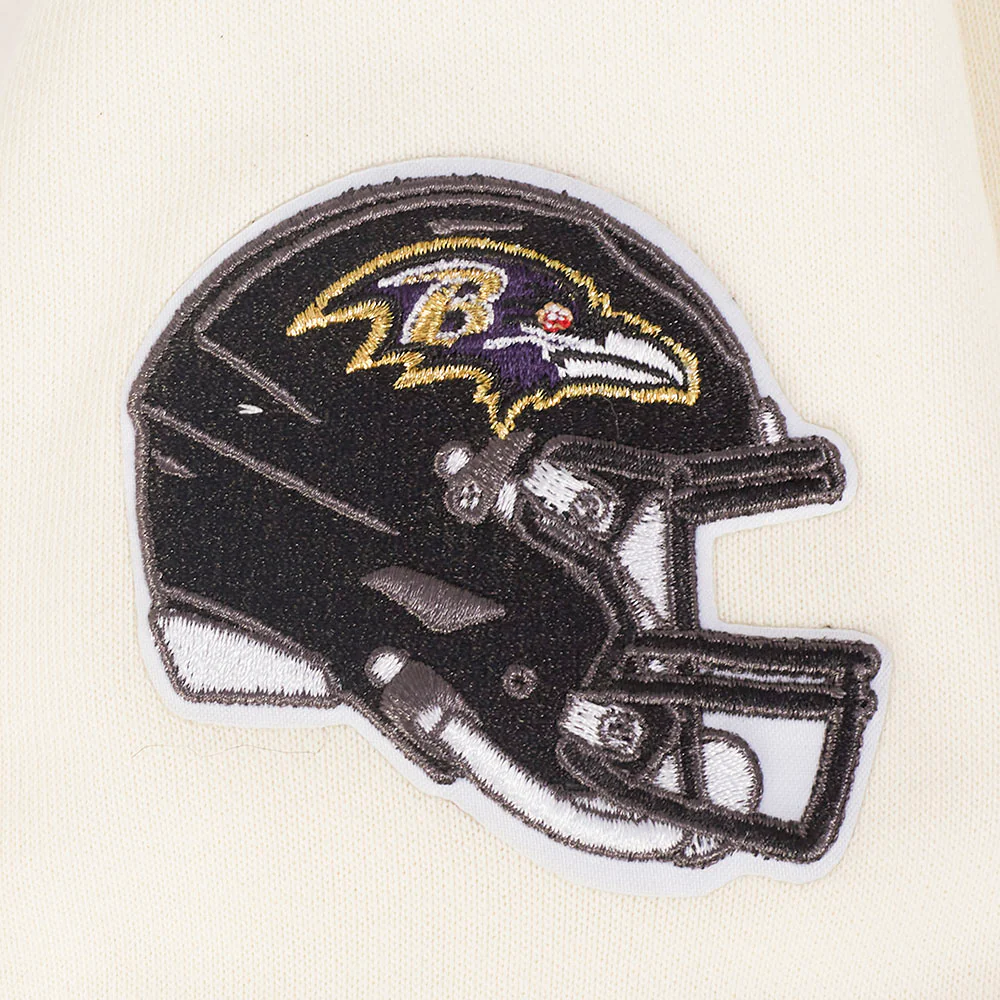 NFL BALTIMORE RAVENS RETRO CLASSIC WOMEN'S CROPPED PO HOODIE (EGGSHELL/ PURPLE) - Image 7