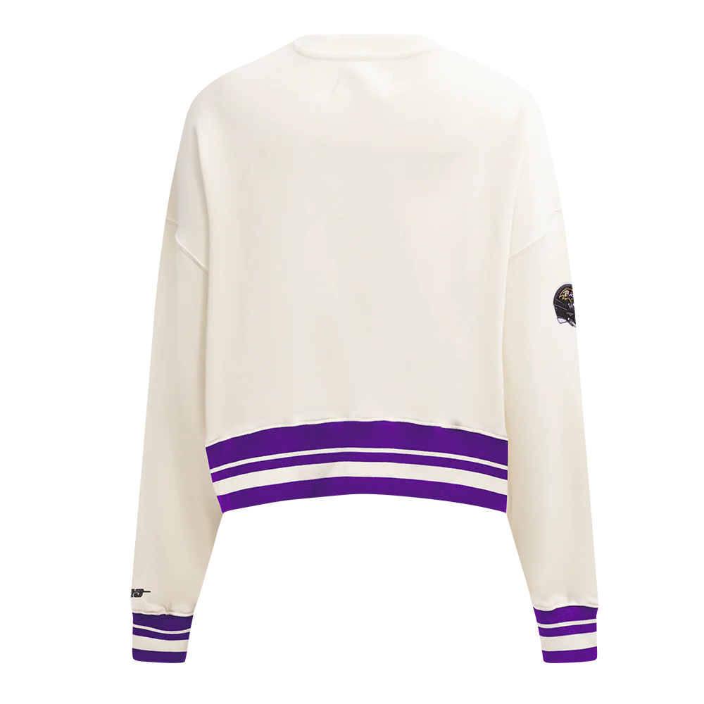 NFL BALTIMORE RAVENS RETRO CLASSIC WOMEN'S CREWNECK (EGGSHELL/ PURPLE) - Image 3