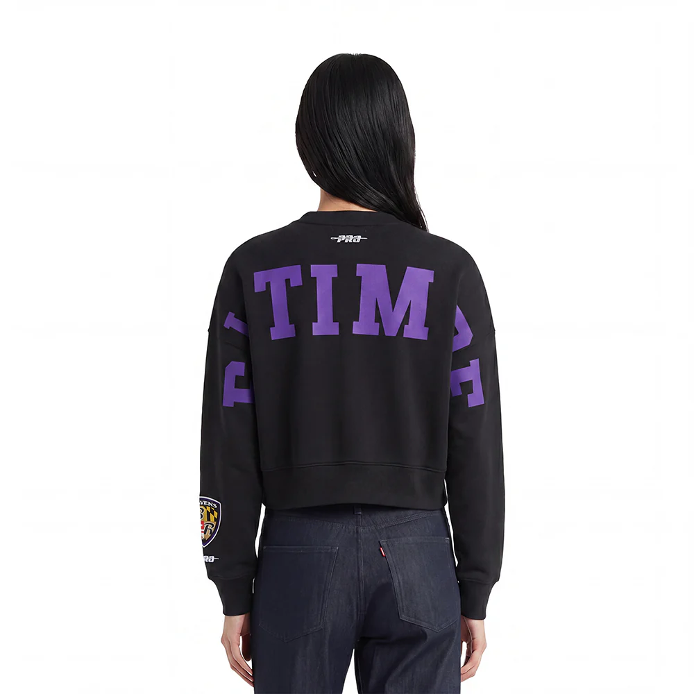 NFL BALTIMORE RAVENS WINGSPAN WOMEN'S FLC CREWNECK (BLACK)