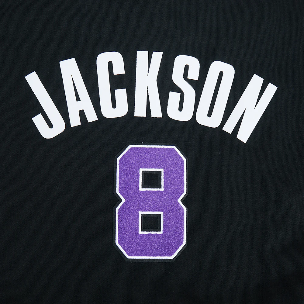 NFL BALTIMORE RAVENS LAMAR JACKSON #8 CLASSIC PNN WOMEN'S FLC CREWNECK (BLACK) - Image 5