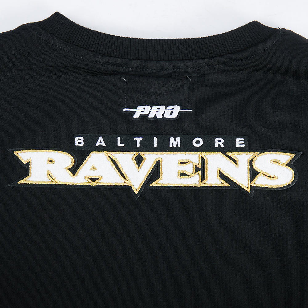 NFL BALTIMORE RAVENS LAMAR JACKSON #8 CLASSIC PNN WOMEN'S FLC CREWNECK (BLACK) - Image 8