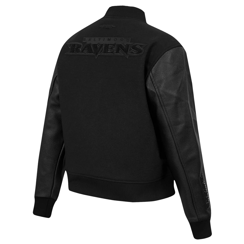 NFL BALTIMORE RAVENS TRIPLE BLACK WOMEN'S WOOL VARSITY JACKET (TRIPLE BLACK) - Image 4