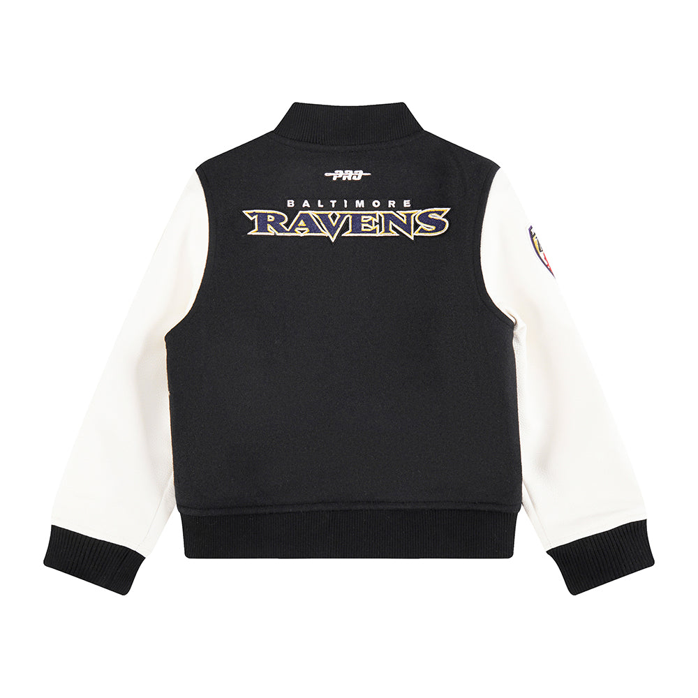 NFL BALTIMORE RAVENS CLASSIC LITTLE BOYS WOOL VARSITY JACKET (BLACK/WHITE) - Image 13