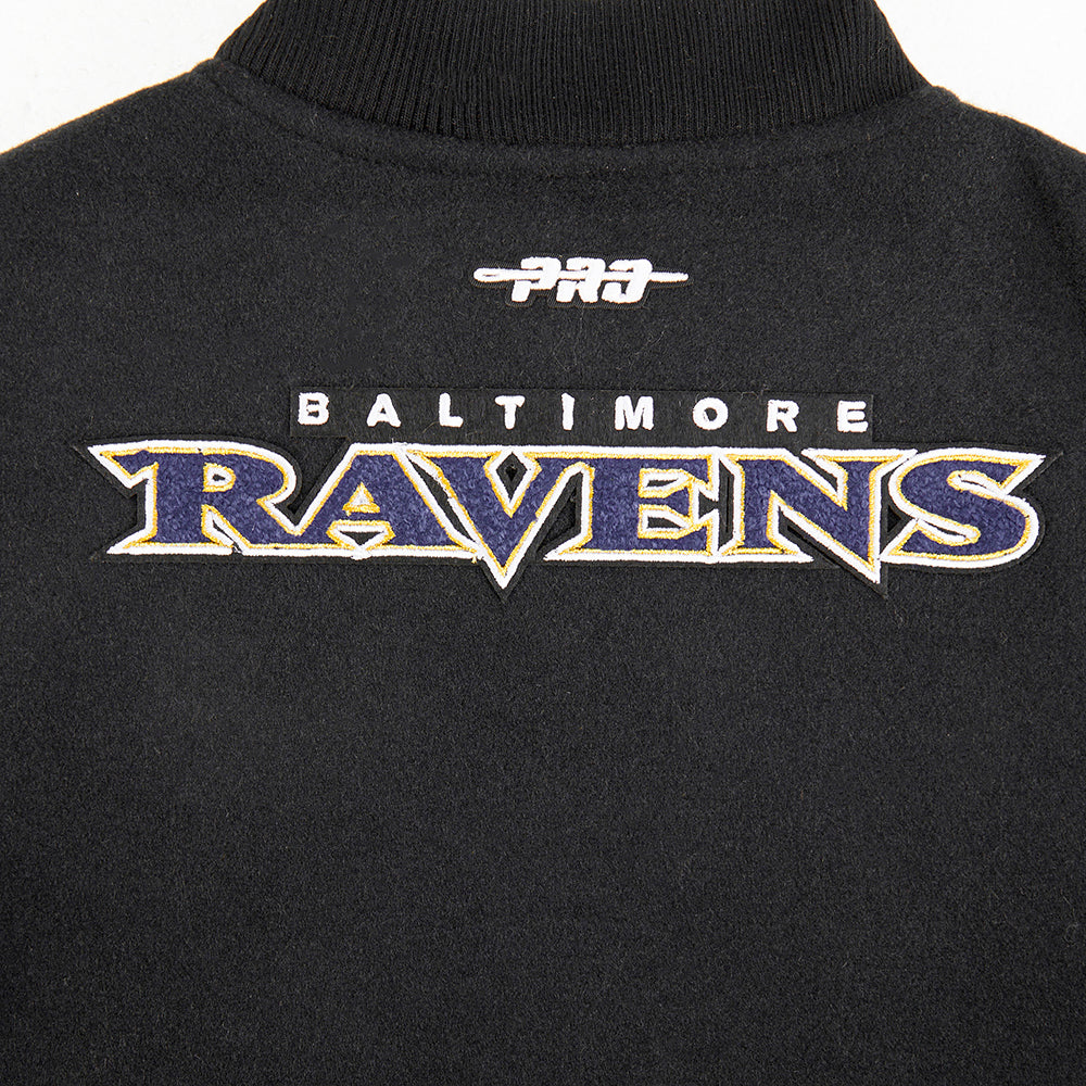 NFL BALTIMORE RAVENS CLASSIC LITTLE BOYS WOOL VARSITY JACKET (BLACK/WHITE) - Image 14