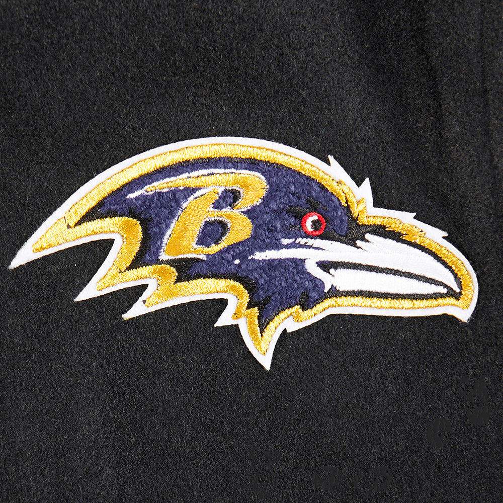 NFL BALTIMORE RAVENS CLASSIC LITTLE BOYS WOOL VARSITY JACKET (BLACK/WHITE) - Image 9