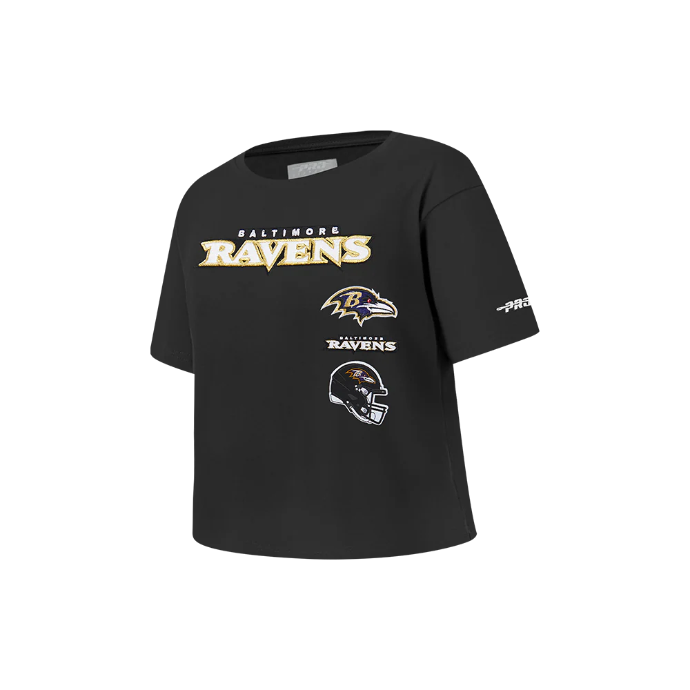 NFL BALTIMORE RAVENS RETRO CLASSIC LITTLE GIRLS SHORT SLEEVE BOXY TEE (BLACK) - Image 2