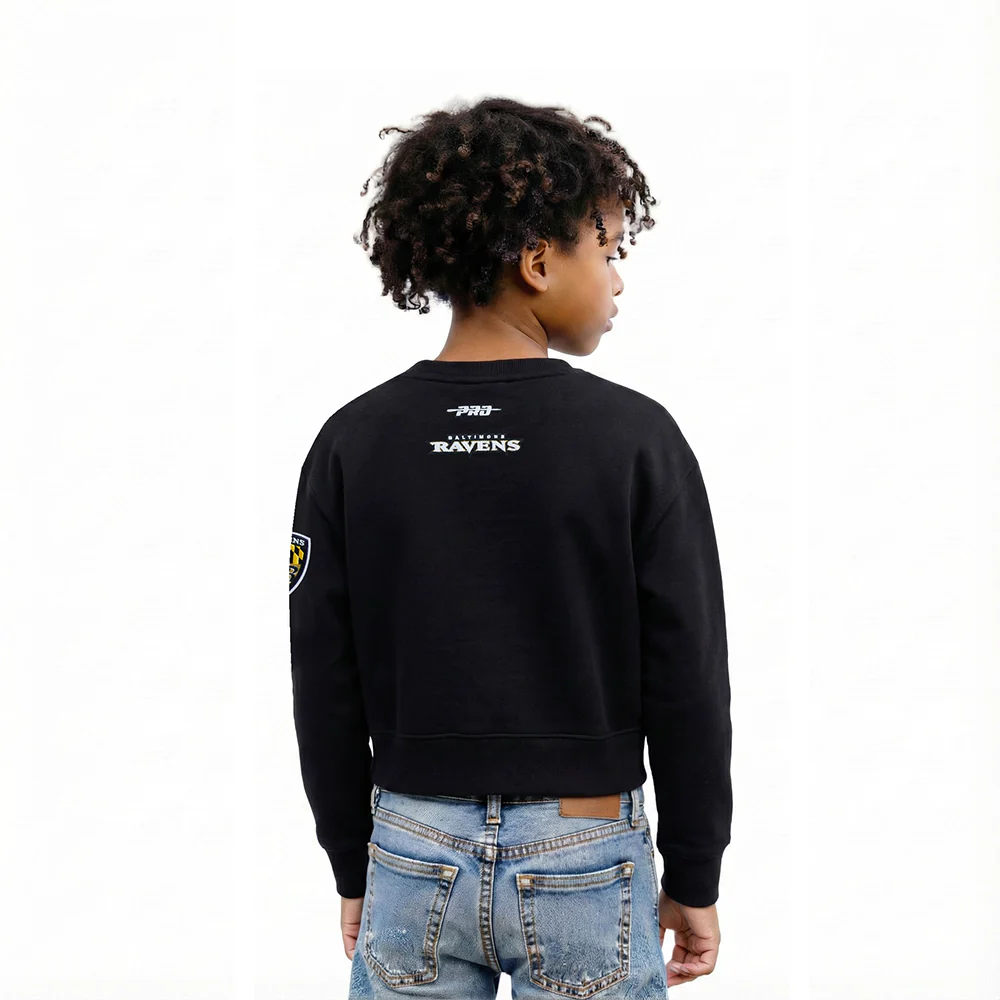 NFL BALTIMORE RAVENS CLASSIC LITTLE GIRL'S FLC CREWNECK (BLACK) - Image 2