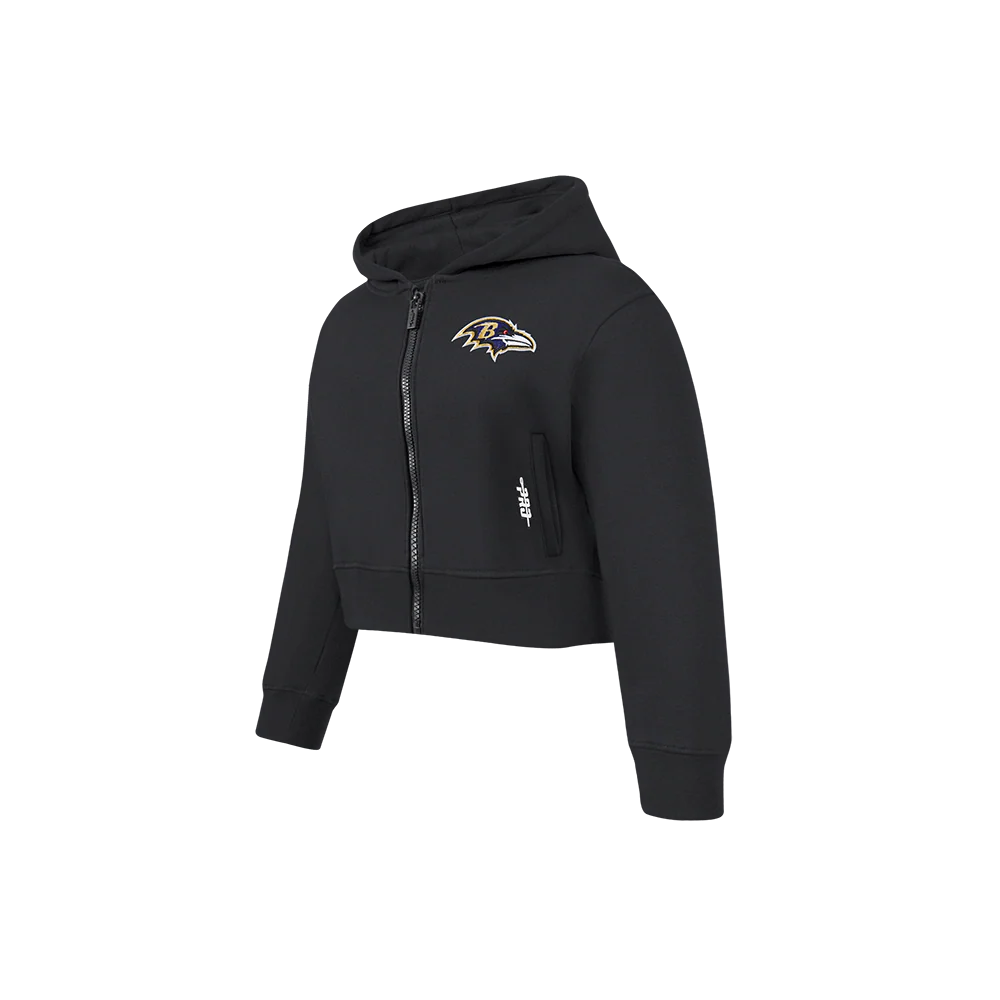 NFL BALTIMORE RAVENS CLASSIC LITTLE GIRLS  FLEECE FULL ZIP HOODIE (BLACK) - Image 5