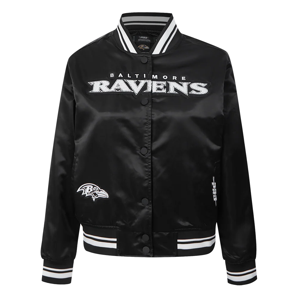 NFL BALTIMORE RAVENS PEARLS WOMEN'S RIB SATIN JACKET (BLACK)