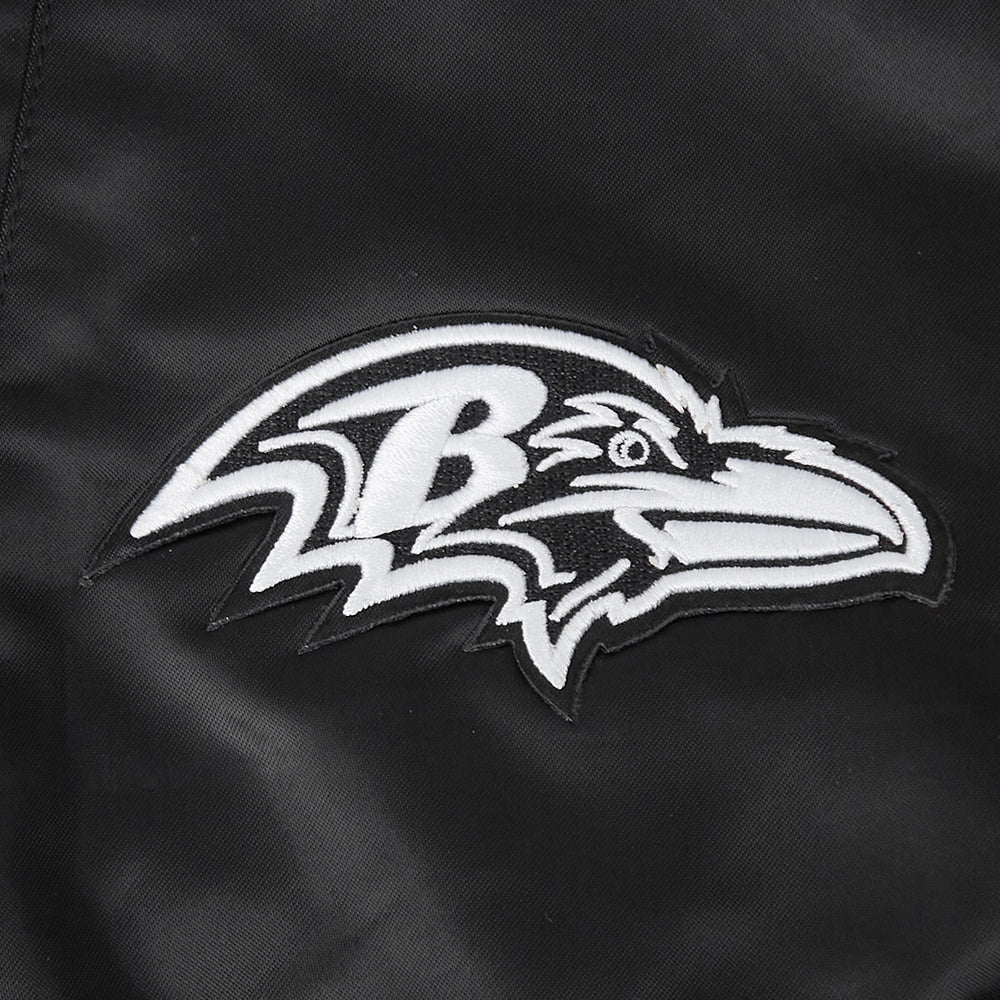 NFL BALTIMORE RAVENS PEARLS WOMEN'S RIB SATIN JACKET (BLACK) - Image 6
