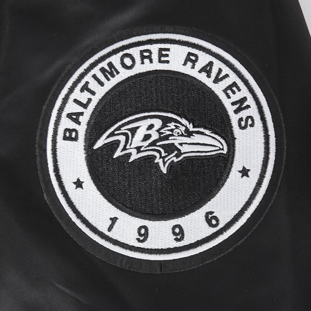 NFL BALTIMORE RAVENS PEARLS WOMEN'S RIB SATIN JACKET (BLACK) - Image 8