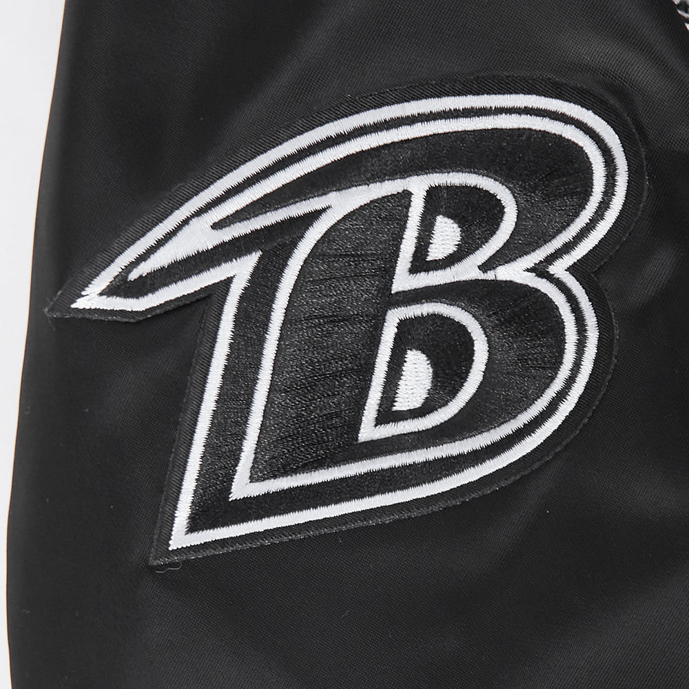 NFL BALTIMORE RAVENS PEARLS WOMEN'S RIB SATIN JACKET (BLACK) - Image 9