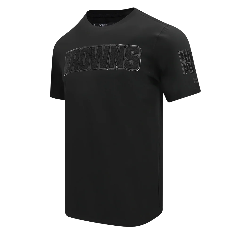 NFL CLEVELAND BROWNS TRIPLE BLACK LOGO PRO TEAM MEN'S TEE (TRIPLE BLACK) - Image 2