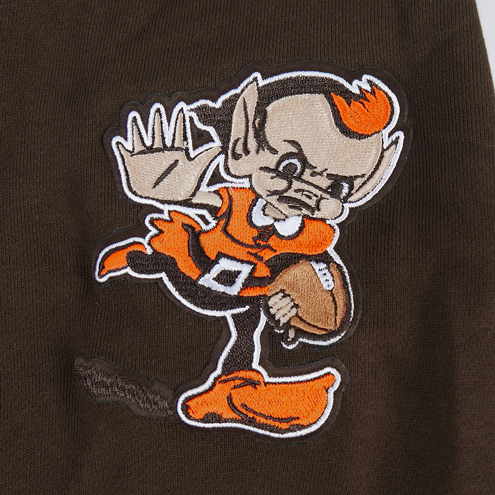 NFL CLEVELAND BROWNS SCRIPT TAIL MEN'S RIB FLC PO HOODIE (BROWN) - Image 6