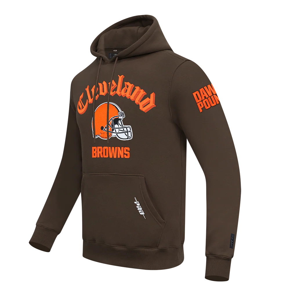 NFL CLEVELAND BROWNS OLD ENGLISH MEN'S PO HOODIE (BROWN) - Image 3