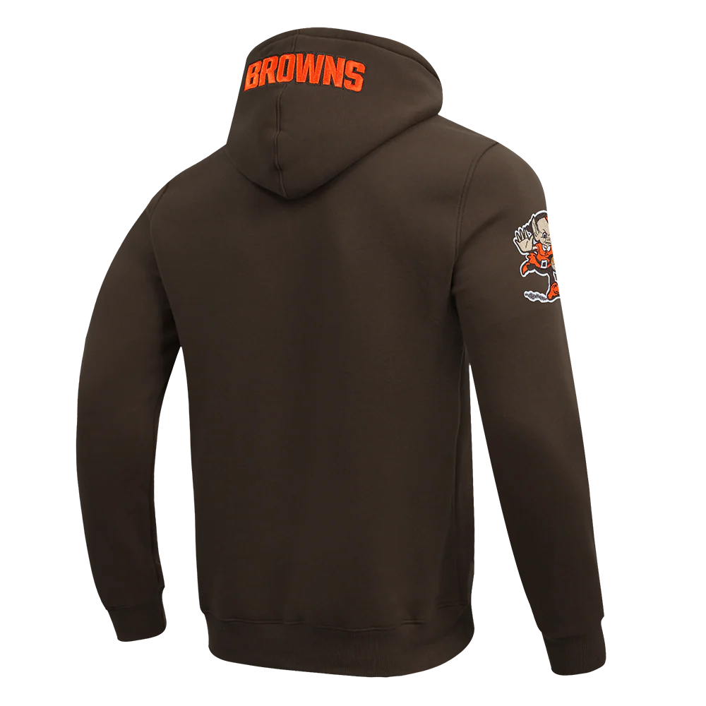 NFL CLEVELAND BROWNS OLD ENGLISH MEN'S PO HOODIE (BROWN) - Image 4