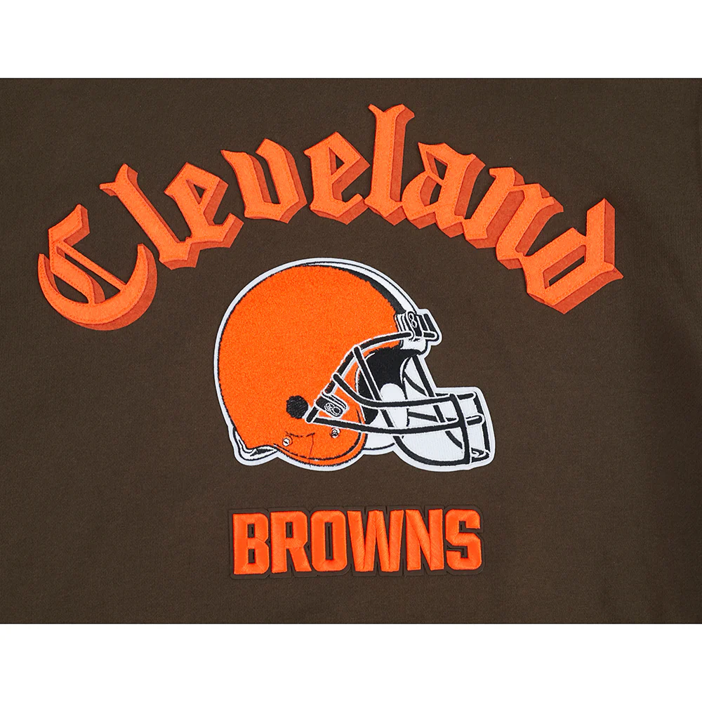 NFL CLEVELAND BROWNS OLD ENGLISH MEN'S PO HOODIE (BROWN) - Image 6