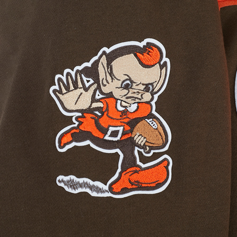 NFL CLEVELAND BROWNS OLD ENGLISH MEN'S PO HOODIE (BROWN) - Image 8