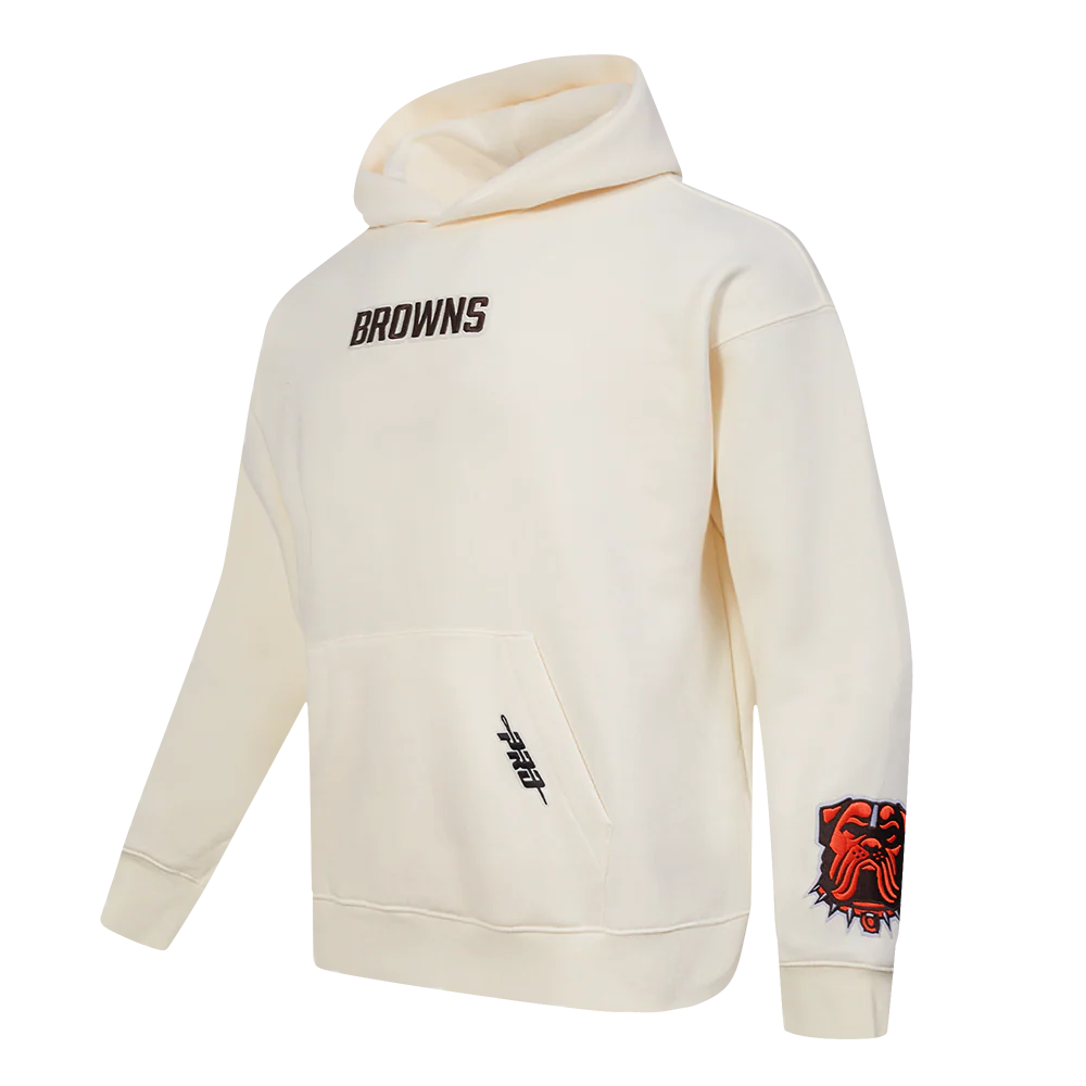 NFL CLEVELAND BROWNS WINGSPAN MEN'S DROP SHOULDER FLC PO HOODIE (EGGSHELL) - Image 4
